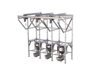 Gough Engineering - Triple Big Bag Discharger with hoppers and Vibro Feeders.