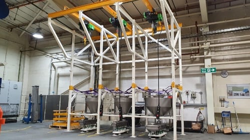 Gough Engineering - Triple Big Bag Discharger (GBB) with hoppers and linear feeders (GLVF)