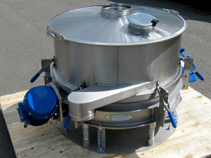 Stainless steel vibrating screen with deep top deck.
