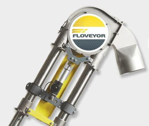 Floveyor aero-mechanical conveyor discharge head.